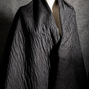 Black Grain Fabric- Pleated Fabric- Wavy Jacquard Fabric- 3D Texture Fabric- Creative Fabric- Designer Fabric- by the meter- D564