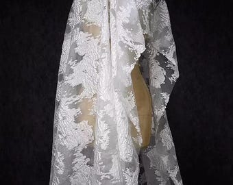 White Fabric, See-through Fabric, Dimensional Fabric, Textured Fabric, Jacquard Fabric, Mesh Fabric, Polyester Fabric, By The Meter, D123