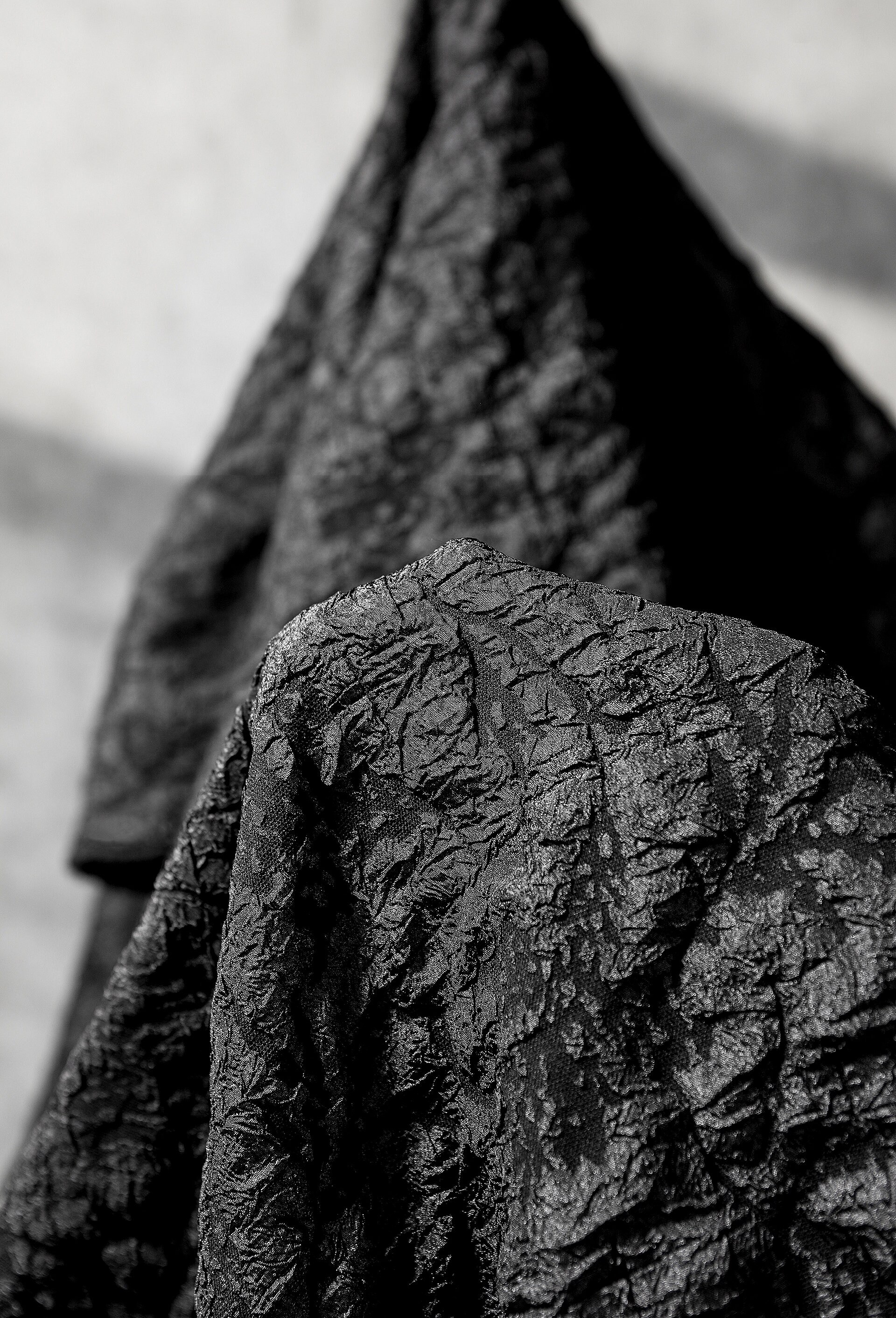 Black Jacquard Fabric, 3D Creases Fabric, Fold Fabric
