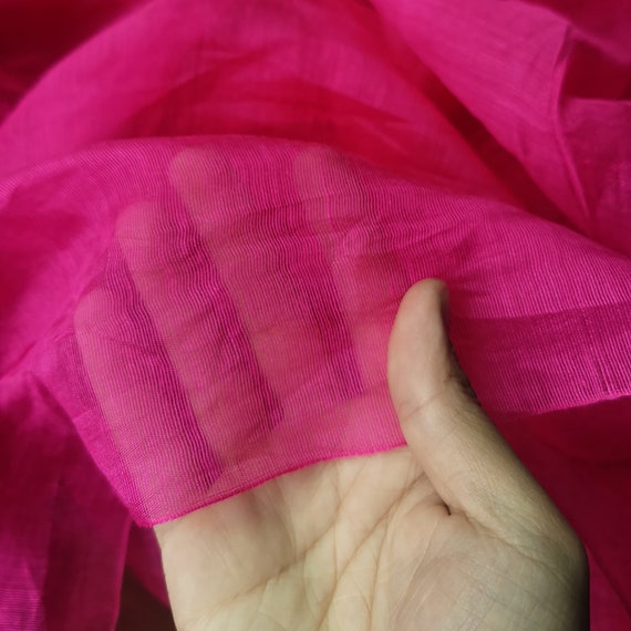 Silk linen blend fabric Magenta mulberry silk fabric Perspective blouses lining fabric Chemise dress fabric by the yard meter A51