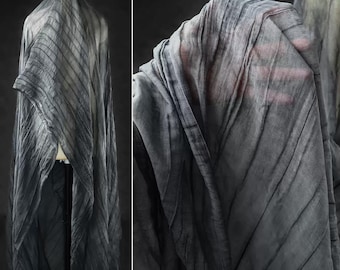 Black Gray Pleated Fabric, Textured fabric, Nylon Linen fabric, Apparel Fabric, Designer Fabric, Lightweight fabric, By The Meter, D658