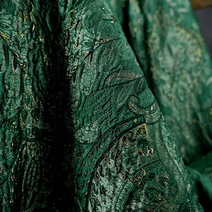Picture of Luxury Green Fabric, Embossed Jacquard Fabric, Polyester Fabric, 55 ...