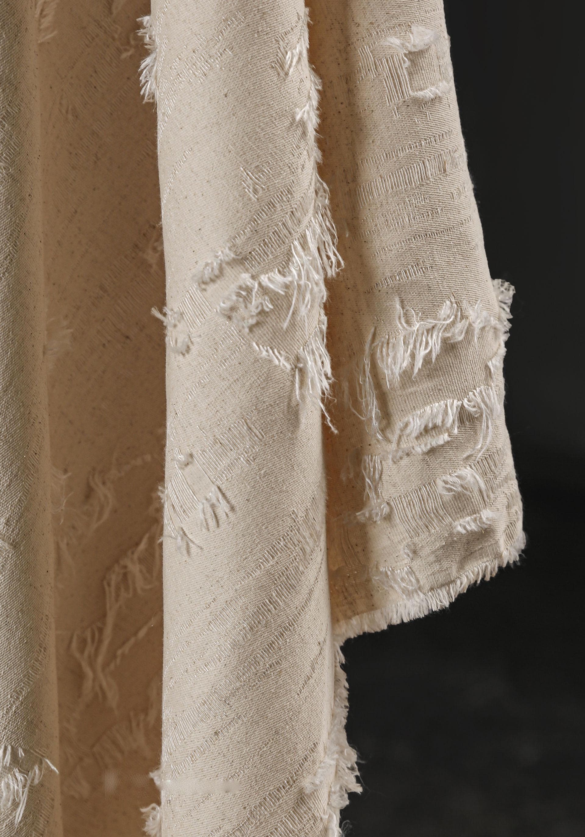 Hemp Colored Ragged Fabric, Frayed Edges Textured Fabric, Cotton and ...