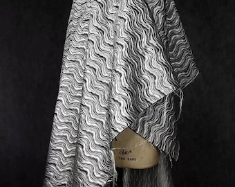 Striped Jacquard Fabric, Embossed Fabric, Greyish Black, Texture Fabric, Dress Fabric, Designer Fabric, Apparel Fabric, By The Meter, D114-2