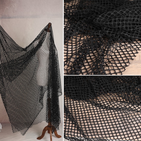 Hollow Out Mesh, Black Solid Color Fabric, Net Hole Cloth, Fishing