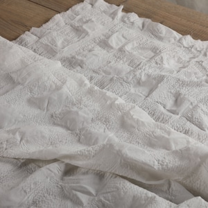 White irregularly pleated fabric, 3D laser shrinkable square fabric, Accordion-pleated textured fabric, Creative fabrics, by the meter, D520