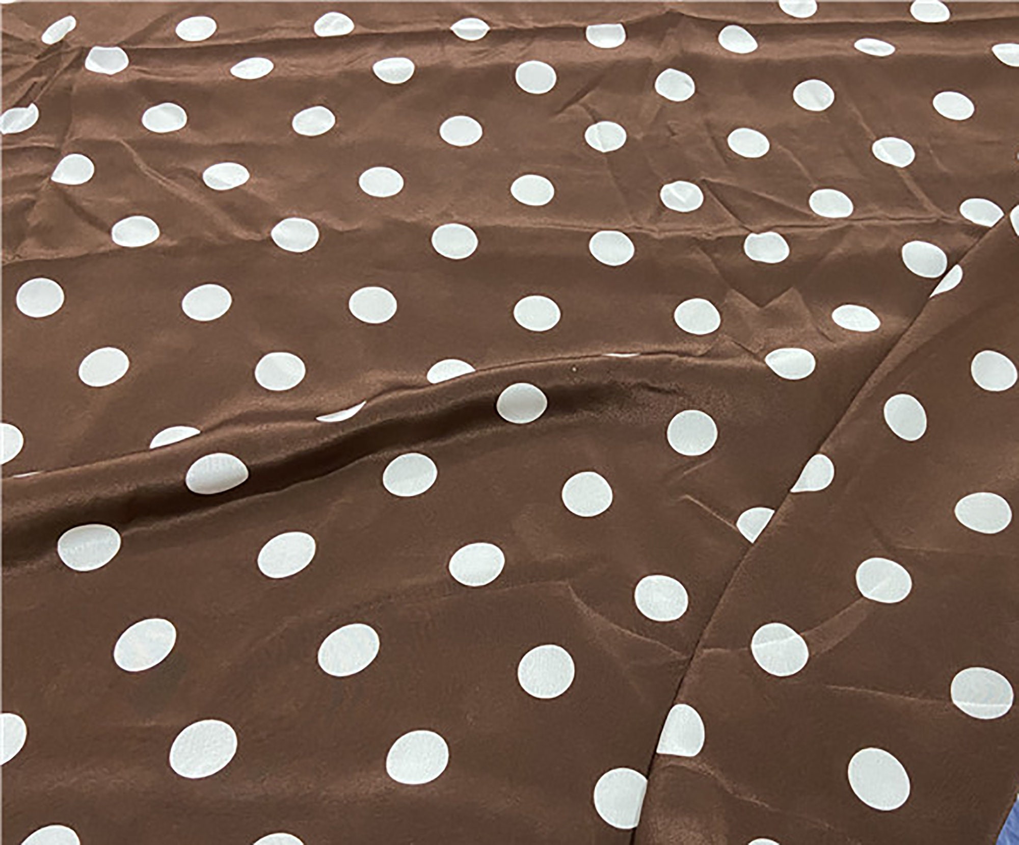 White Quarter Size Polka Dots On Brown Poly Cotton Fabric - 60" Wide, Sold By The Yard