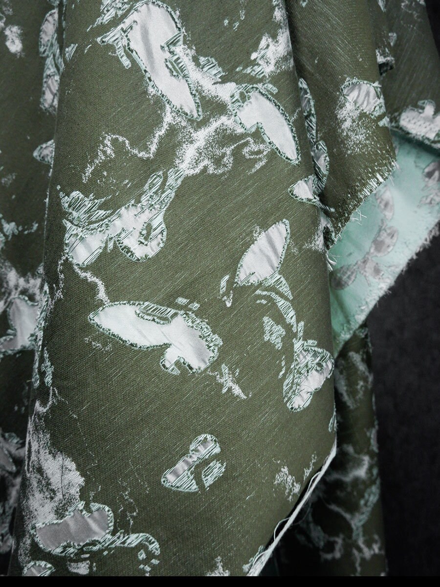 Green Cotton Blend Fabric, Niche Rag Fabric, Ripped Yarn Bottom ...