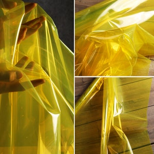 Yellow Transparent Fabric- TPU 0.2mm Fabric- Waterproof Soft Coat Fabric- DIY Backpack, Trench Coat Fabric- by the meter- D540