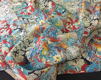 Pure mulberry silk fabric, Silk Crepe de Chine fabric, Abstract flowers plant full dress silk, Dreamy forest shirt fabirc, by the yard, B130