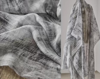 Tela gris, tela texturizada, tela de lino Tencel, tela estampada, tela creativa, tela de diseño, tela desgastada, por metro, D689