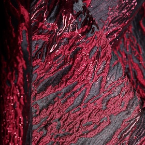 Red Brocade Fabric,  3D Embossed fabric, Gilt jacquard fabric, Double-sided Jacquard Fabric , Suit dress fabric, by the meter, D525
