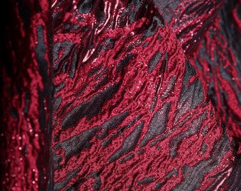 Red Brocade Fabric,  3D Embossed fabric, Gilt jacquard fabric, Double-sided Jacquard Fabric , Suit dress fabric, by the meter, D525