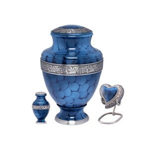 Midnight Iris Blue Brass Cremation Urn