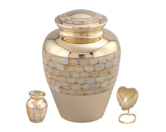 Elite Mother of Pearl Brass Cremation Urn