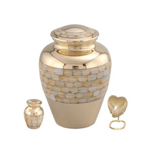 Elite Mother of Pearl Brass Cremation Urn