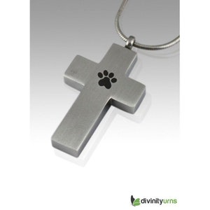 Paw Cross Cremation Keepsake Pendant