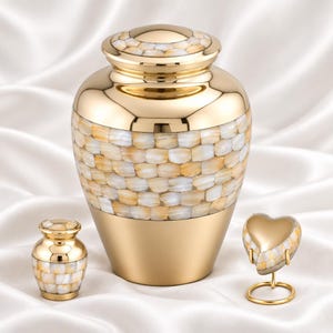 Elite Mother of Pearl Brass Cremation Urn