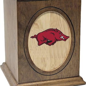 Wooden University of Arkansas Razorbacks Memorial Cremation Urn