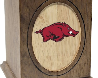 Wooden University of Arkansas Razorbacks Memorial Cremation Urn