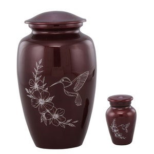 Classic Hummingbird Cremation Urn with Matching Keepsake