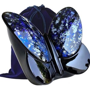 Eternal Butterfly Cremation Urn, Adult Urn for Human Ashes, Travel friendly light weigh resin cremation urn Blue