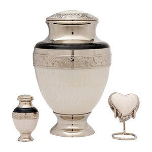 Elegant Pearl White Brass Cremation Urn