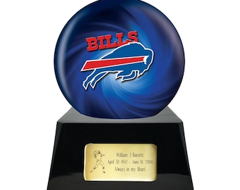 Football Cremation Urn with Optional Buffalo Bills Ball Decor and Custom Metal Plaque