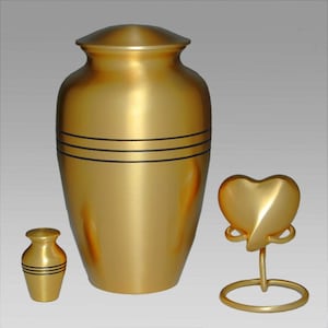 Classic Three-Band Cremation Urn - Gold, Silver