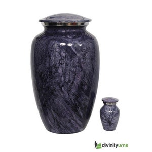 Adult-Sized Violet Marbled Aluminum Cremation Urn