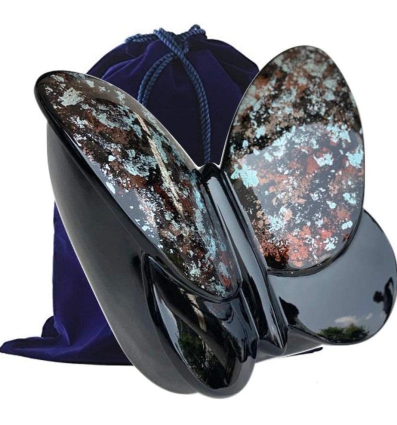 Eternal Butterfly Cremation Urn, Adult Urn for Human Ashes, Travel friendly light weigh resin cremation urn Brown