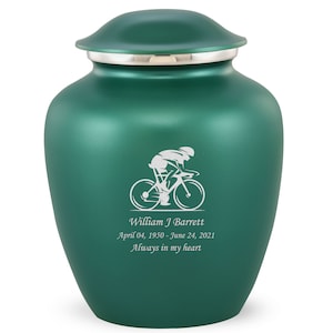 Adult Grace Custom Engraved Bicyclist Cremation Urn for Your Loved One