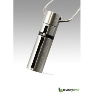 Cross on Cylinder Cremation Jewelry Keepsake Pendant For Ashes
