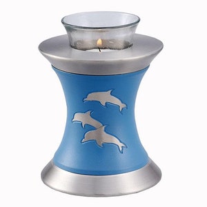 Solace Dolphins Tealight Urn in Blue
