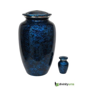 Large Forest Blue Alloy Cremation Urn