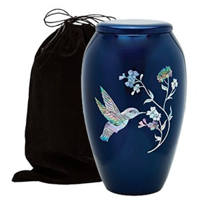 Mother of Pearl Hummingbird Cremation Urn