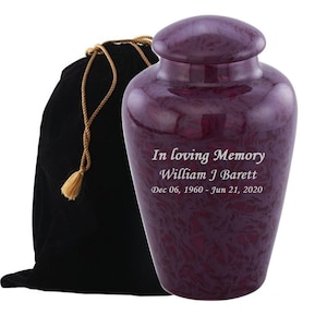 Apollo Adult Metal Urn, Cremation Urn for Human Ashes, Velvet Bag included