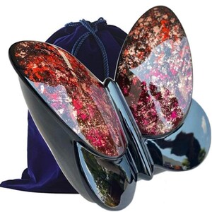 Eternal Butterfly Cremation Urn, Adult Urn for Human Ashes, Travel friendly light weigh resin cremation urn Red