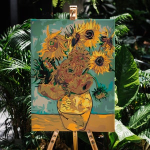 Sunflowers, Vincent Van Gogh, Paint by Number Kit, USA Shipping, DIY Paint by Number Kit Acrylic Painting Home Decoration