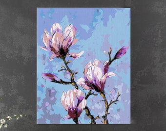 Beautiful Flowers, Paint by Number Kit, FLO-2 Shipping from US, DIY Acrylic Painting Home Decoration, Paint Therapy