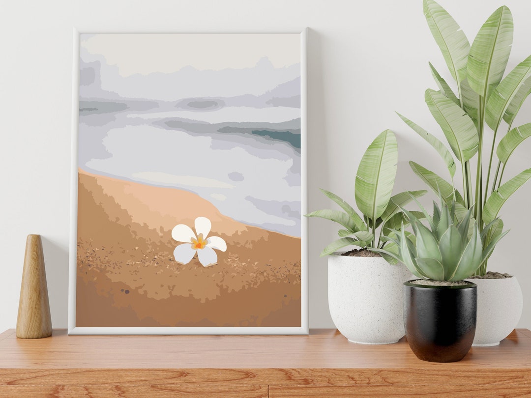 Plumeria on a Beach in Kauai, Hawaii, Paint by Number Kit, USA Shipping, DIY Paint by Number Kit