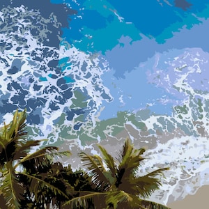 Beach in Hawaii, HI-4 Paint by Number Kit, USA Shipping, DIY Paint by Number Kit Acrylic Painting Home Decor