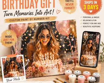 Custom Photo Paint by Number Kit: Personalized Birthday Canvas Portrait