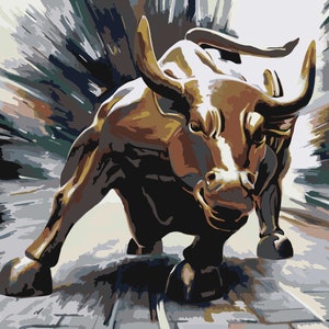 Charging Bull on Wall St, NY-11 Paint by Number Kit, USA Shipping, DIY Paint by Number Kit Acrylic Painting Home Decor