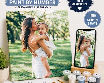 Custom Paint by Number Kit: Personalized Photo Canvas Painting, DIY Portrait Art