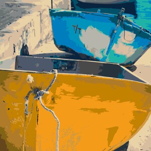 Yellow and Blue Boats, BOA #1 Paint by Number Kit, Shipping from USA, DIY Acrylic Painting Home Decoration