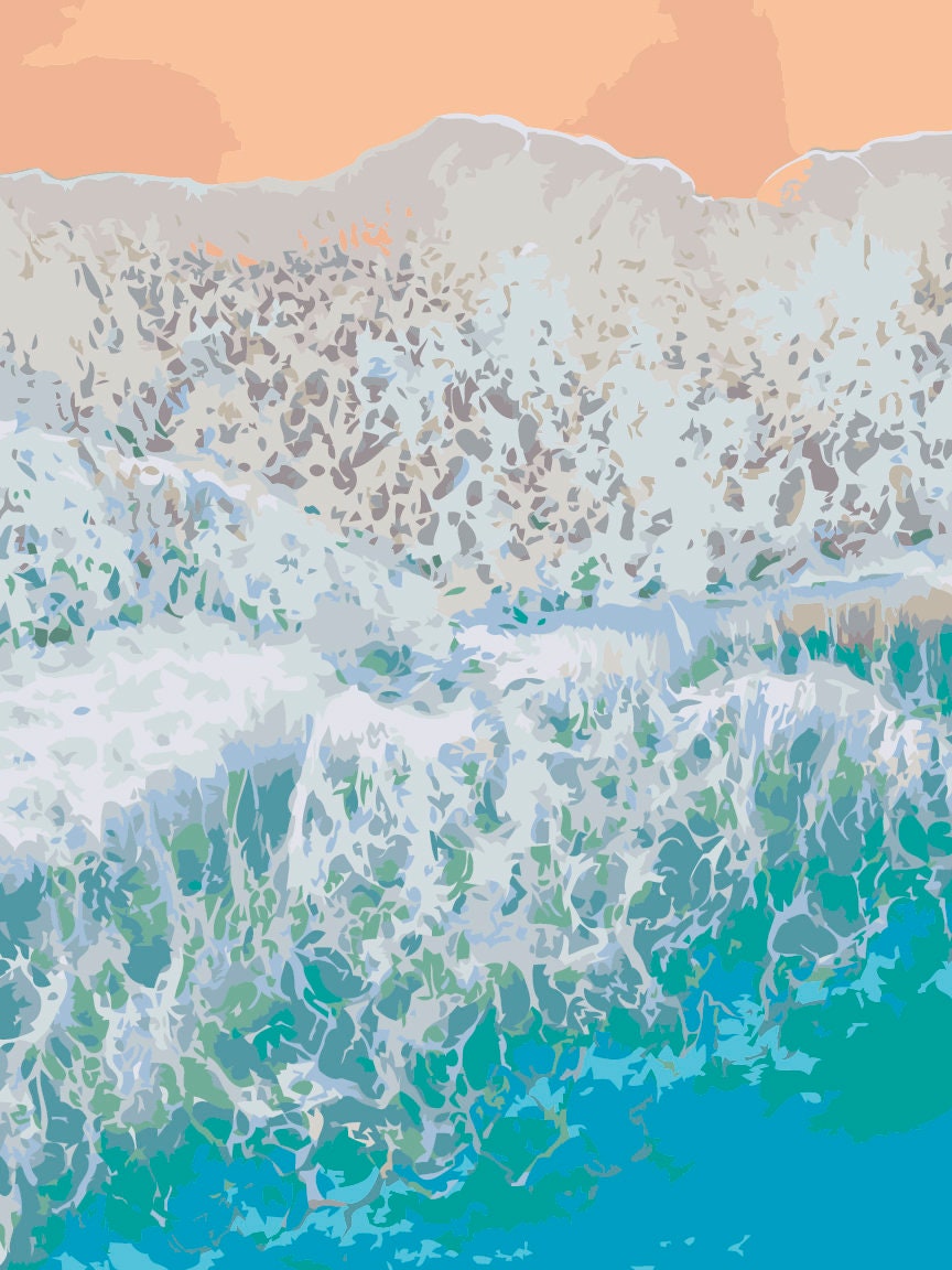 Ocean Shore in Waimanalo Hawaii Paint by Number Kit USA Etsy