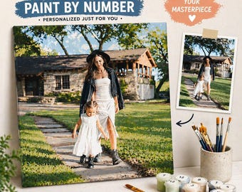 Custom Photo Paint by Number Kit: Personalized Family Portrait Canvas