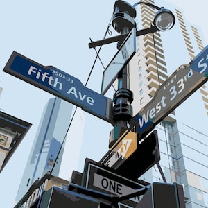 Crossroads in New York, NY-1 Paint by Number Kit, USA Shipping, DIY Paint by Number Kit Acrylic Painting Home Decor