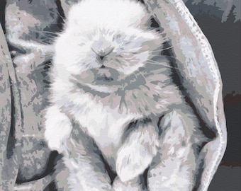 Rabbit, Paint by Number Kit, ANI-13 Shipping from US, DIY Acrylic Painting Home Decoration, Paint Therapy